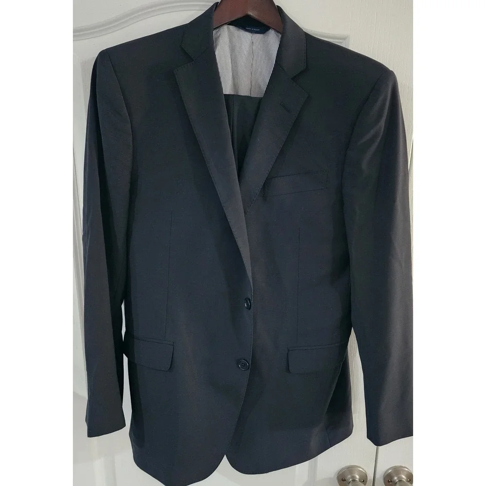 Brooks Brothers Men's Black Wool Stretch 2 Button Suit Size 42 Regular X 36 X 30